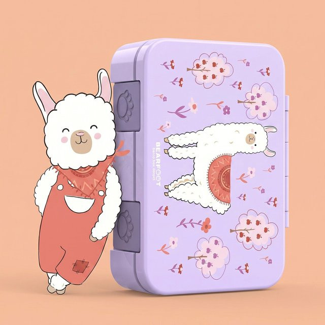 Bearfoot Brotdose aus Kunststoff und Silikon in Pink und Purple, mikrowellenfest, gefrierfachgeeignet und spülmaschinenfest - Bild 1