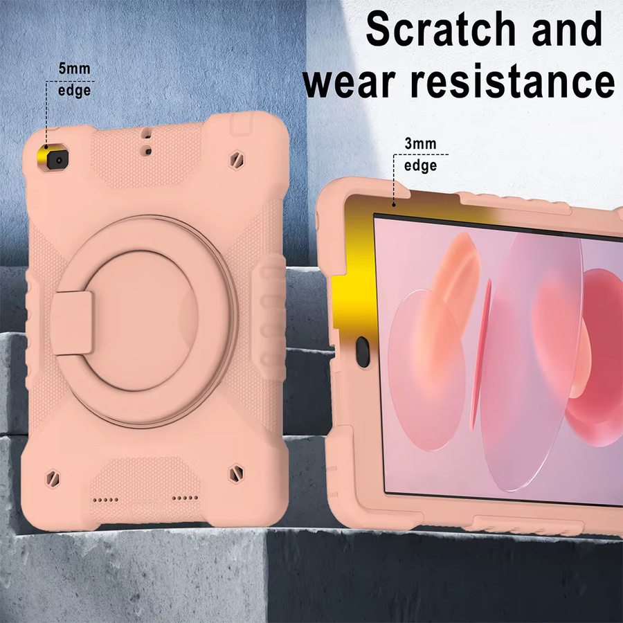 Hybrid-Standhülle für Apple iPad 9,7 Zoll Air 1 2 4 5, iPad 2019 10,2 Zoll, Pro 11 und 11. Generation mit 360 Grad drehbarem Griff und Schultergurt in Grün und Pink - Bild 3