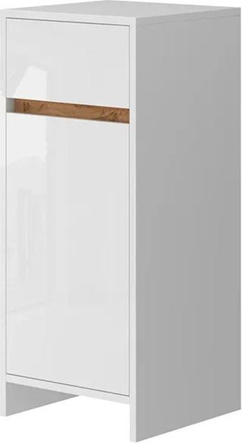 Vicco Midischrank Detmold Badezimmerschrank in Weiß und Eiche mit Tür und Schublade B/H: 35 x 82 cm - Bild 2
