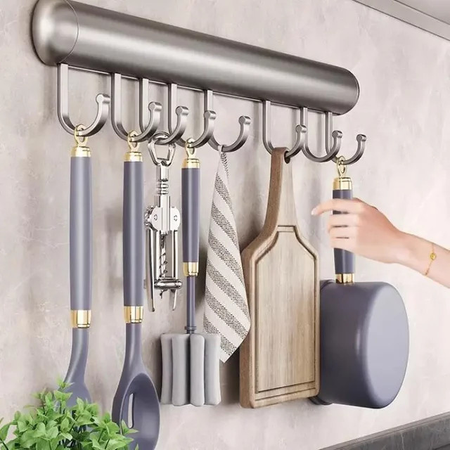 Dream Hunter Küchen-Hakenstange aus Aluminium zur Wandmontage in Silber für Spatel und Löffel - Bild 1