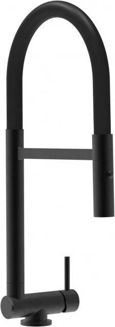 VIZIO Küchenarmatur für Vorfenster mit 360 Grad schwenkbarem Auslauf und abnehmbarer 2-Strahl Handbrause, Schwarz Matt - Bild 1