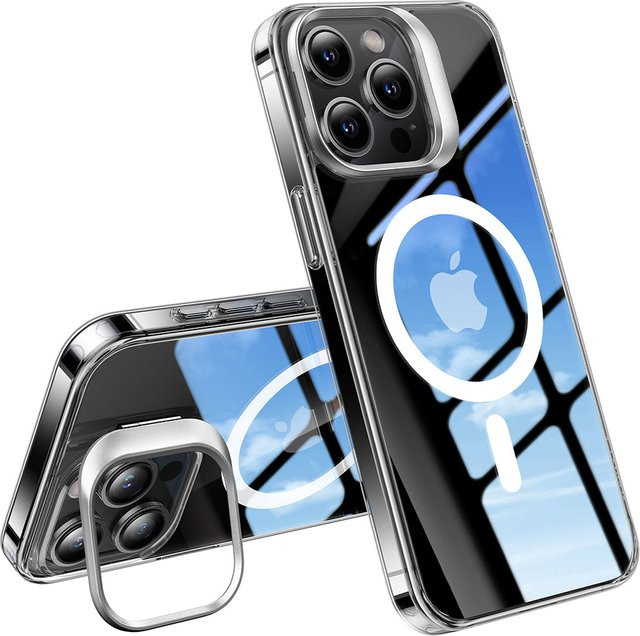 Torras MagSafe Schutzhülle für Apple iPhone 15 Pro mit integriertem L-Stand, Transparent - Bild 1