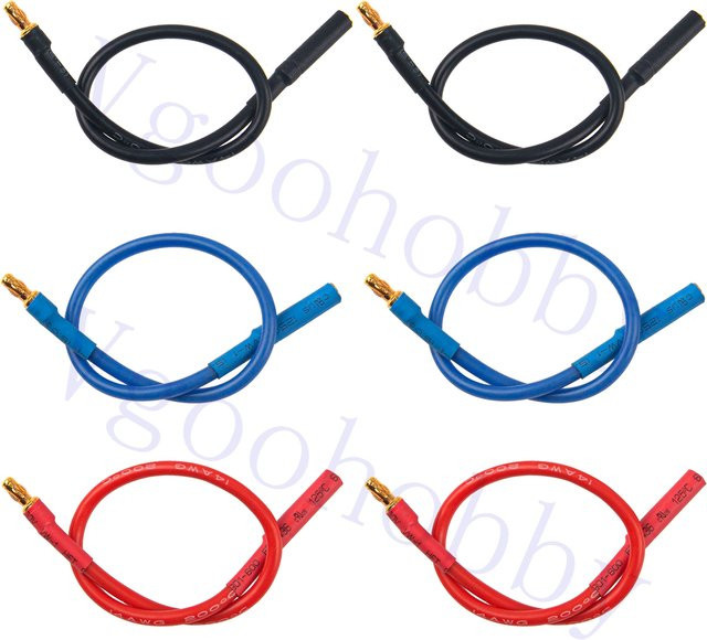 6er Pack Gold Bullet Connector 3,5mm Bananenstecker Verlängerungskabel Männlich Weiblich 14AWG für RC Auto und Boot in Gold und Multicolour - Bild 1