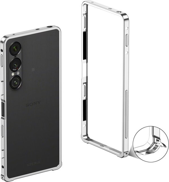 Ultradünne Aluminium-Metallrahmen Stoßstangen-Hülle für Sony Xperia 1 VIII, VII und VI in Silber - Bild 1
