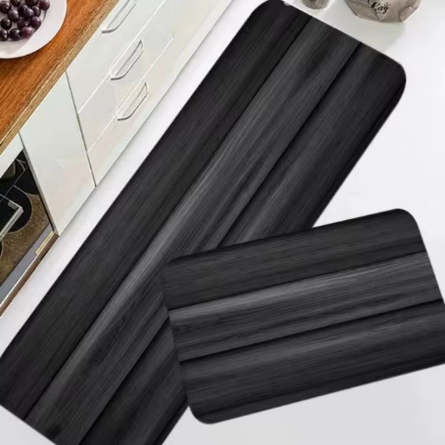 2er-Set Küchenteppich in Holzoptik, rechteckig, rutschfest und saugfähig, Farbe: Braun/Schwarz - Bild 2