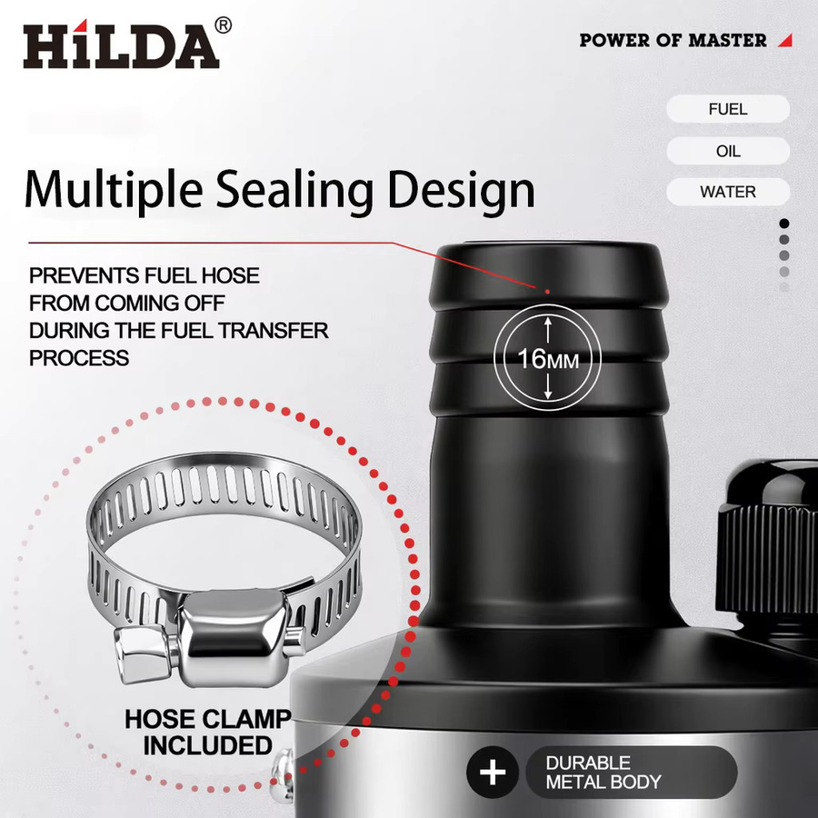HILDA Tragbare DC-Tauchpumpe für Kraftstofftransfer in Silber, 30 l/min, für Makita-Akkus geeignet - Bild 2