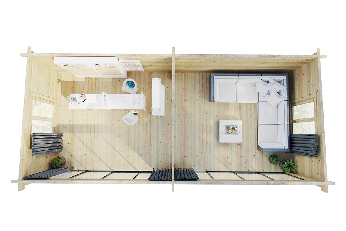 Modernes Gartenhaus Rebeka Plus Blockhaus aus Holz mit den Maßen B: 8 m x T: 4 m - Bild 2