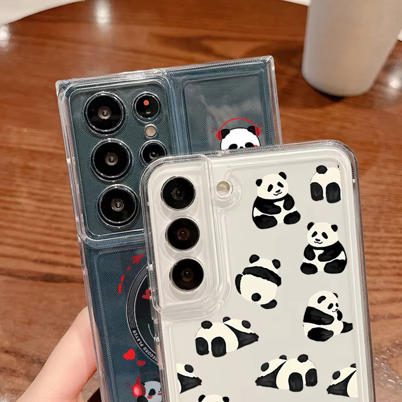 Transparente Silikonhülle mit Panda-Muster für Samsung Galaxy S25 S24 S23 Ultra S24 FE S22 Plus A15 A55 A54 A56 A34 A36 A25 A26 A14 - Bild 3