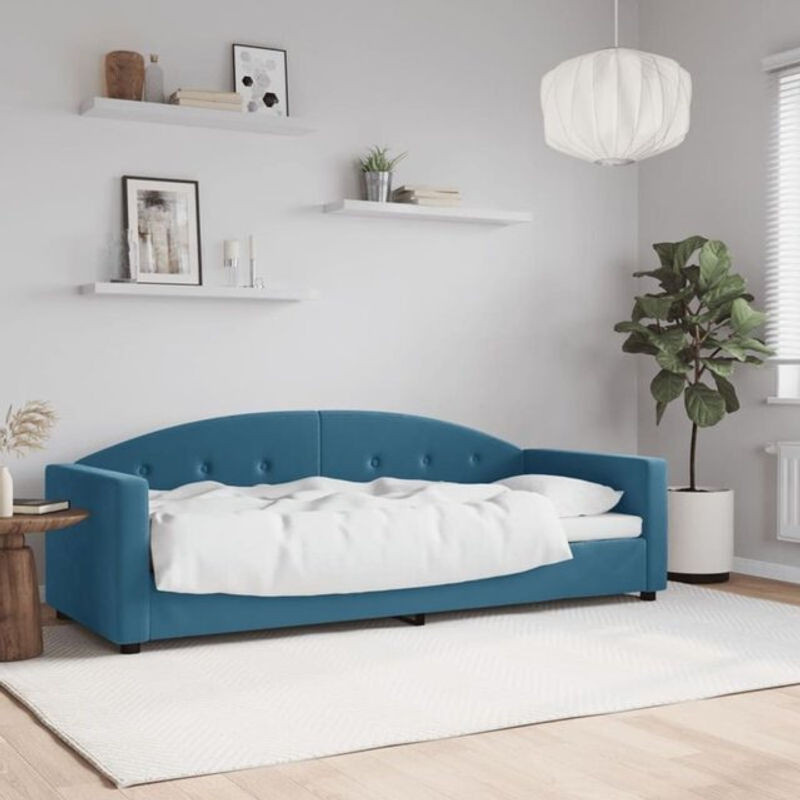 Vidaxl Polsterbett Tagesbett aus Metall und Samt in Blau, B/T/H: 200 x 80 x 90 cm - Bild 1