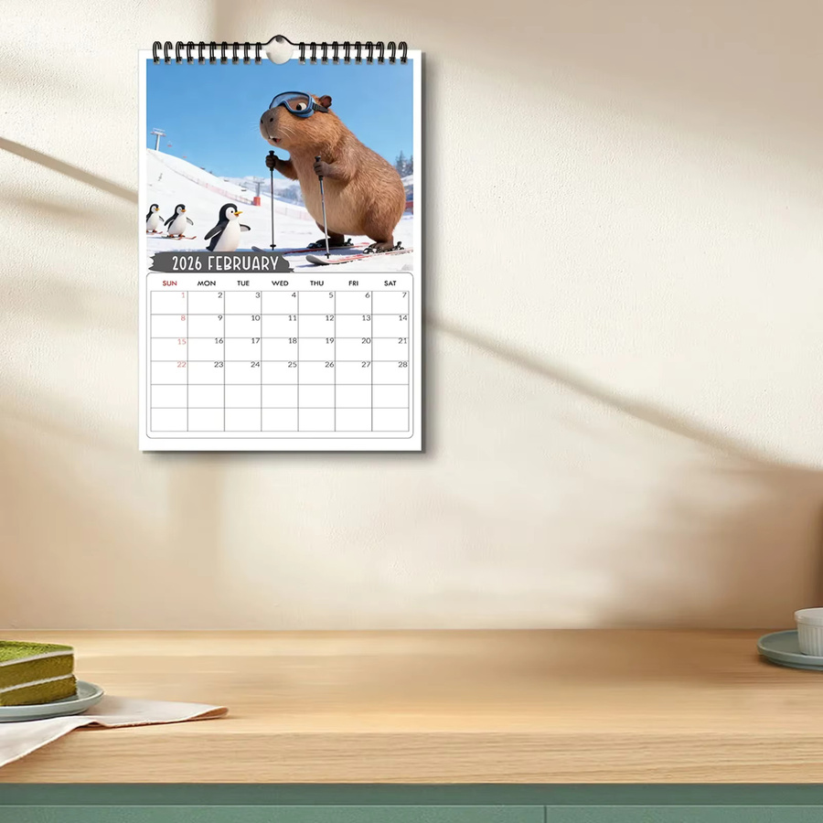 Verspielter Wandkalender mit Cartoon-Capybara in Multicolour für deine Heimdekoration - Bild 5