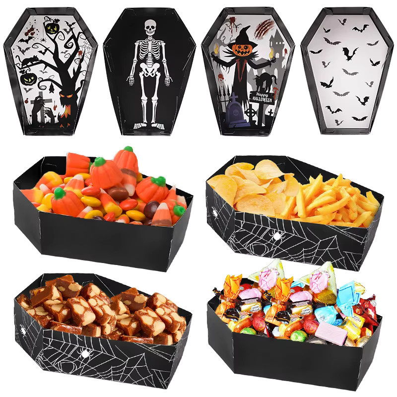 ZQNYCY Halloween Sarg Geschenkboxen aus Papier für Süßigkeiten und Snacks, Mehrfarbig, B/T/H: 16,0 x 12,0 x 11,5 cm - Bild 2