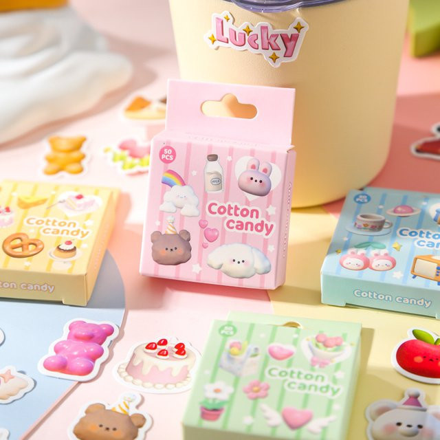 50 Stück Marshmallow Serie Cartoon Siegelaufkleber mit kleinen Mustern zur Dekoration von Handbüchern in Multicolour - Bild 1