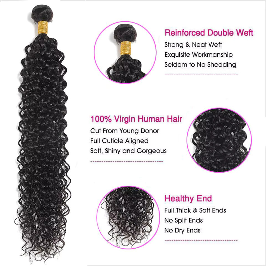 Dula A Hair Echthaar-Bündel, Wasserwellen, Schwarz, Unisex - Bild 3