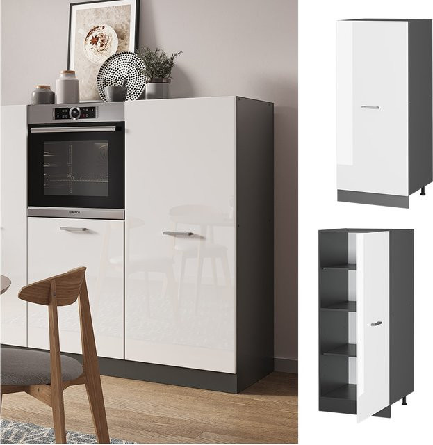 Vicco R-Line Backofenumbauschrank Küchenschrank in Anthrazit und Weiß mit großer Tür, Breite: 60 cm - Bild 1