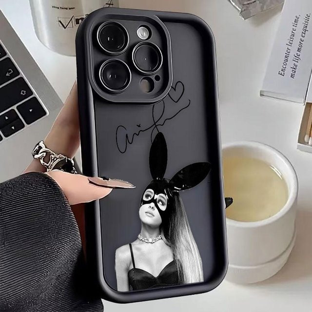 A-Ariana G-Grande Sänger Silikon Handyhülle für Apple iPhone 16 Pro Max, 15, 14, 13, 12, 11, XR, Plus, 17 Air, Farbe: Schwarz - Bild 1