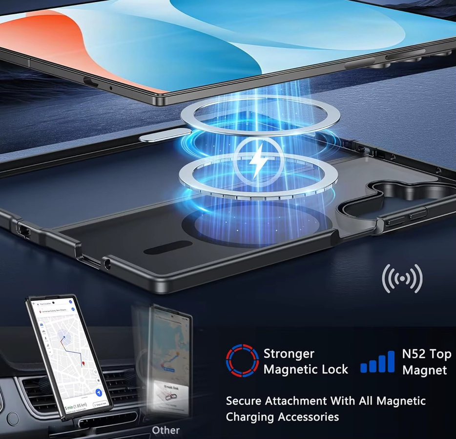 UYUXIO Magnetische Handyhülle für Samsung Galaxy Z Fold 7, Durchscheinend und Schlank, Transparent/Schwarz - Bild 4