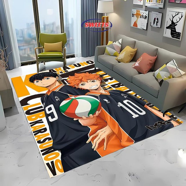 Karpetti Haikyu Teppich, Waschbare und Rutschfeste Matte für Wohnzimmer, Schlafzimmer oder Büro, Mehrfarbig, Breite: 60 cm, Tiefe: 40 cm - Bild 1
