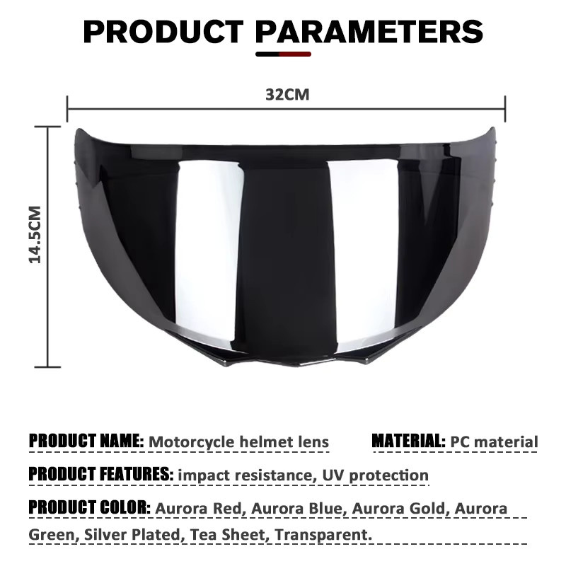 UCHOOSE Motorradhelm Visier Facelift Ersatzlinse in Transparent, Schwarz oder Silber - Bild 5