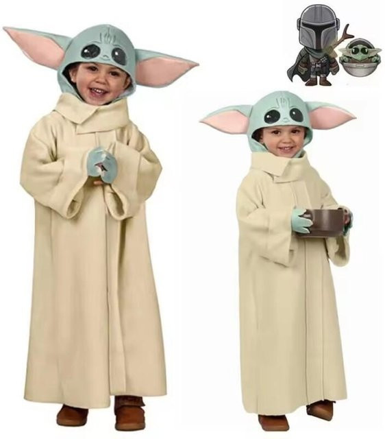HHYRCOS Star Wars Yoda Cosplay Umhang-Set mit Hut, Weltraum, Grün - Bild 1