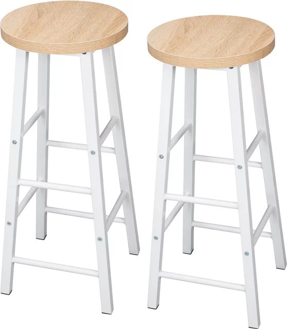 WOLTU 2er Set Barhocker im modernen Design aus Metall und MDF in Beige und Weiß - Bild 1