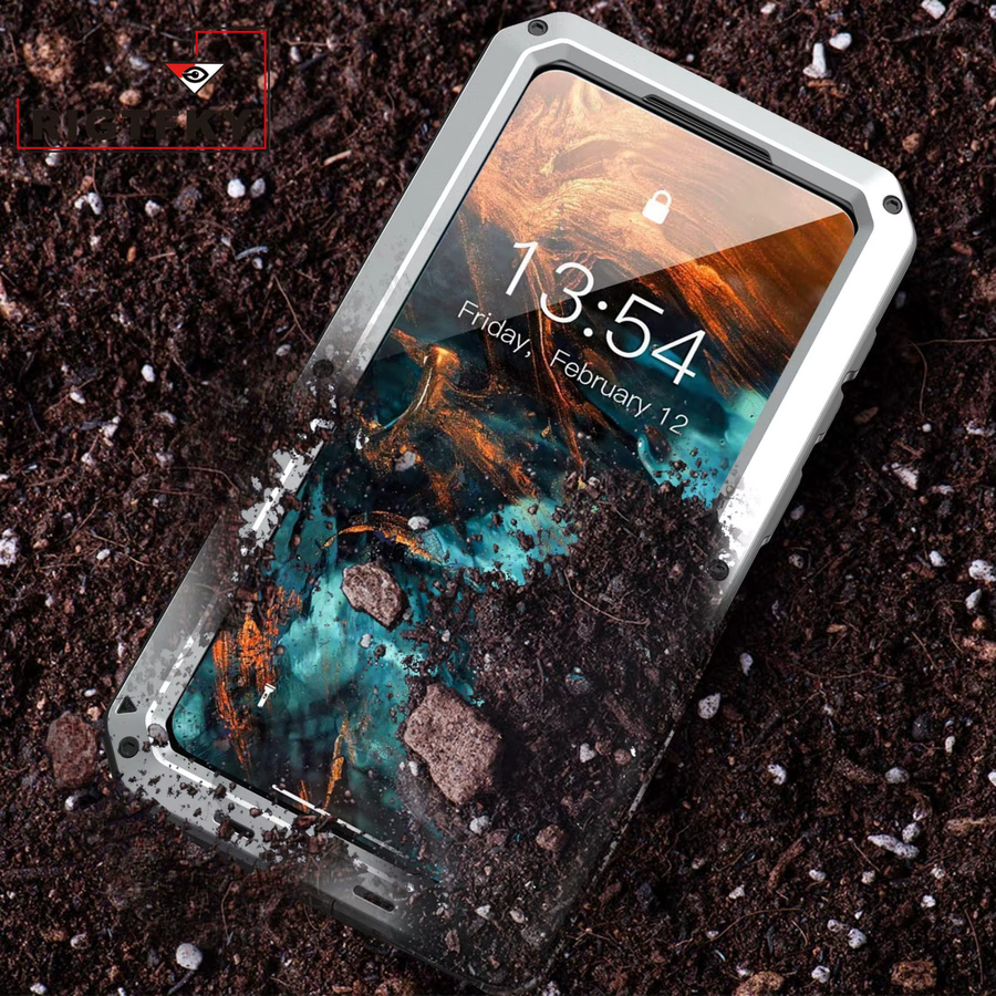 Robuste Schutzhülle aus Aluminium-Metall für Samsung Galaxy S26 Ultra Plus mit integriertem Glasbildschirm in Schwarz - Bild 3