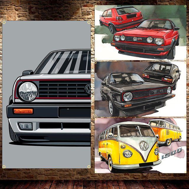 COOL WW Rennwagen-Banner aus Polyester, dekorative Autoflagge für Outdoor und Garage, B: 60 cm, H: 90 cm oder B: 90 cm, H: 150 cm - Bild 1