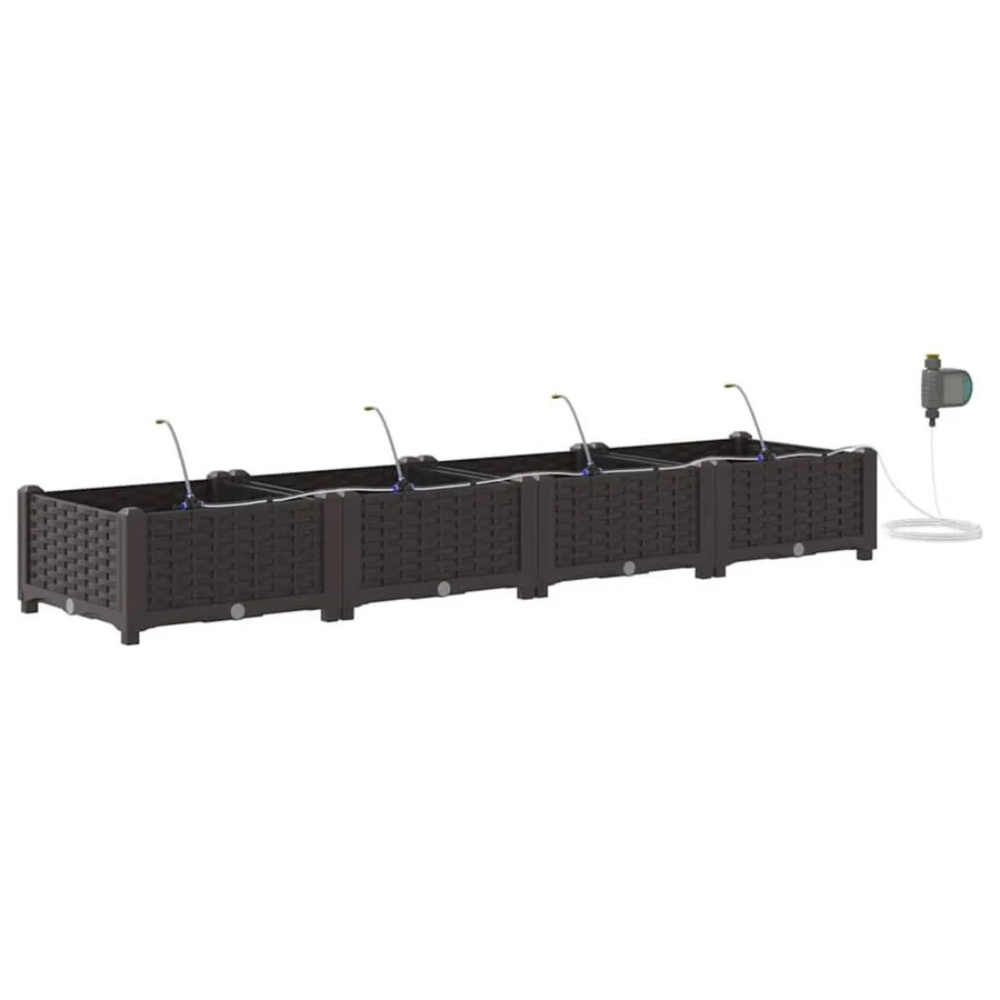 Set aus 4 vidaXL Garten-Pflanzgefäußen aus Stahl in Braun, B: 40,0 cm, T: 40,0 cm, H: 22,0 cm - Bild 2