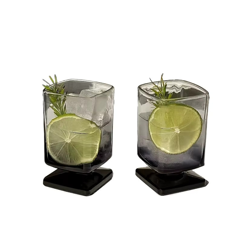 KEMORELA Quadratischer Glastumbler mit schwarzem Farbverlauf für Cocktails, Saft und Whiskey, 2 Stück - Bild 3