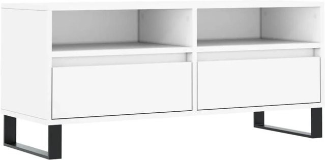 vidaXL TV-Schrank Weiß aus Holzwerkstoff und Eisen, B/T/H: 100 x 34,5 x 44,5 cm - Bild 1