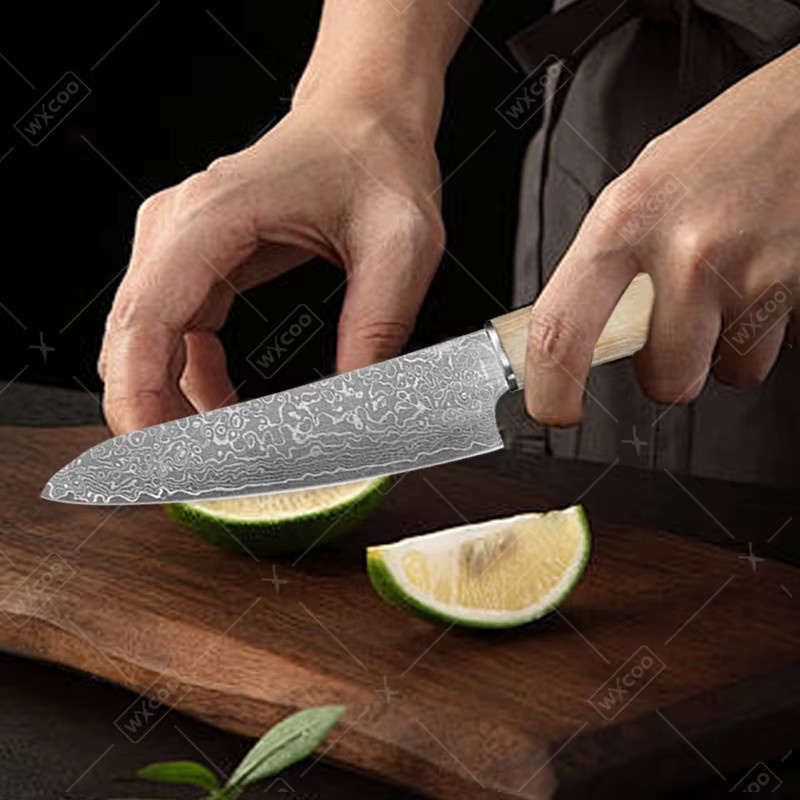 WXCOO Damaszener Stahlmesser aus VG10 Kernstahl mit Holzgriff als Allzweckmesser für Obst, Gemüse und Fleisch - Bild 3