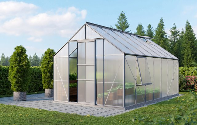 Vitavia Gewächshaus Meridian 1 11500 aus Aluminium mit Polycarbonat in Silber und Transparent, 11,5 m² - Bild 1