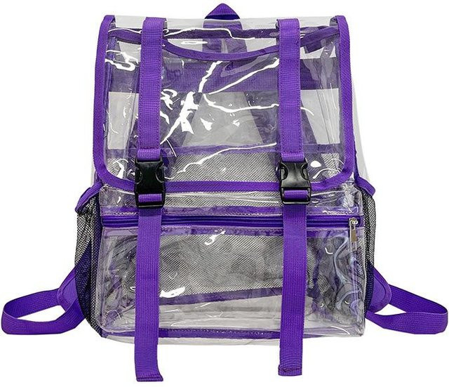 Weixier Laptop-Rucksack aus transparentem PVC, wasserdichter Schultaschen-Rucksack mit großer Kapazität in Lila - Bild 1