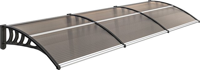 Outsunny Pultvordach für die Haustür als Regenschutz und Sonnenschutz mit UV-Schutz, Farbe: Schwarz-Braun, B/T/H: 303 x 96 x 27 cm - Bild 1