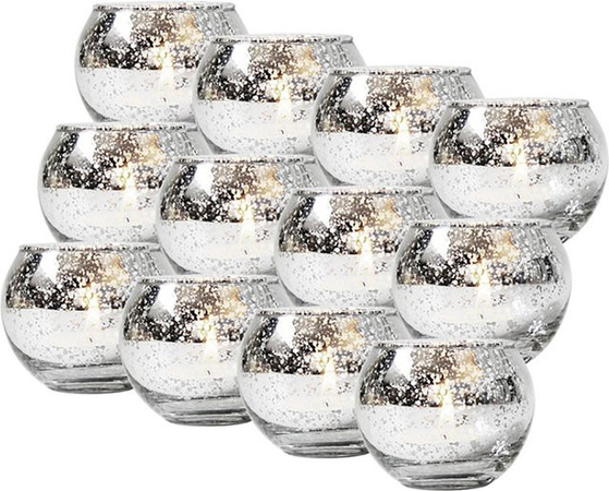 Tooarts Glas-Kerzenhalter für Tealights zum Selbermachen in Grau und Silber, rund mit abstraktem Design