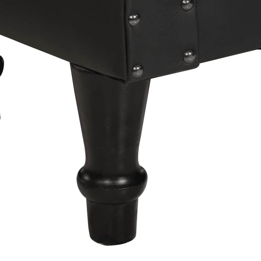 vidaXL Sessel aus schwarzem Echtleder und Mangoholz mit Armlehnen - Bild 4