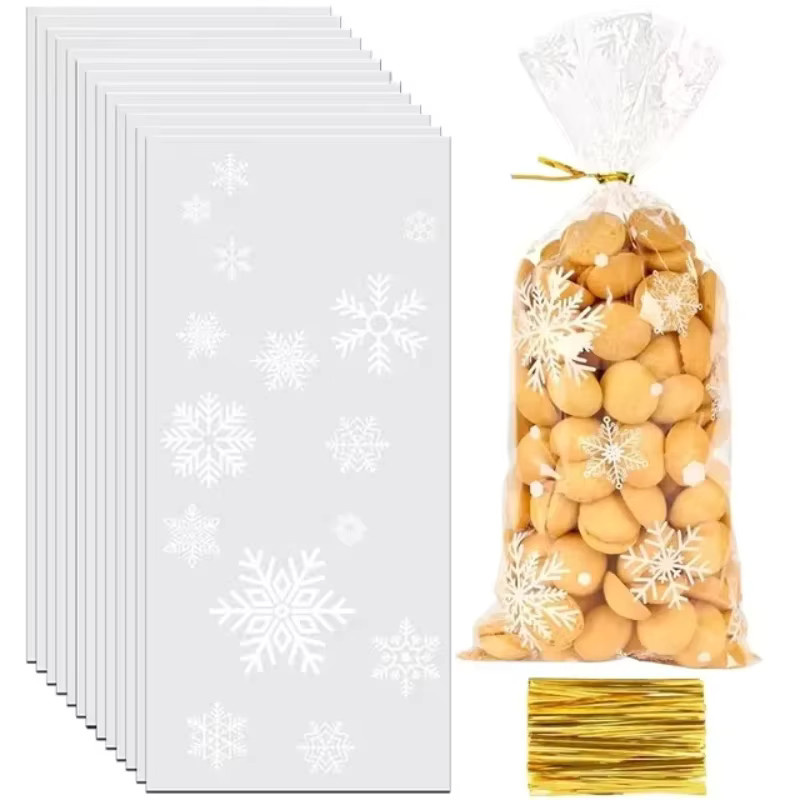 Transparente Kunststoff-Verpackungstaschen mit Schneeflocken-Design für Schmuck und kleine Geschenke, 100 Stück - Bild 4