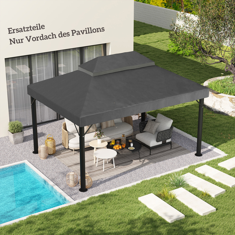Outsunny Ersatzdach für Pavillon aus Polyester, wasserdicht und UPF 50+, Dunkelgrau, B/T: 300 x 400 cm - Bild 2