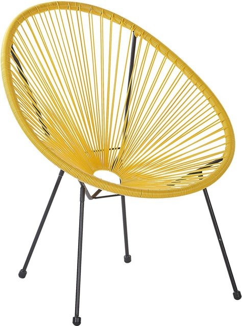 Beliani Cocktailsessel im Boho-Stil aus Rattan und Metall in Gelb Schwarz B/T/H: 90 x 70 x 87 cm - Bild 1