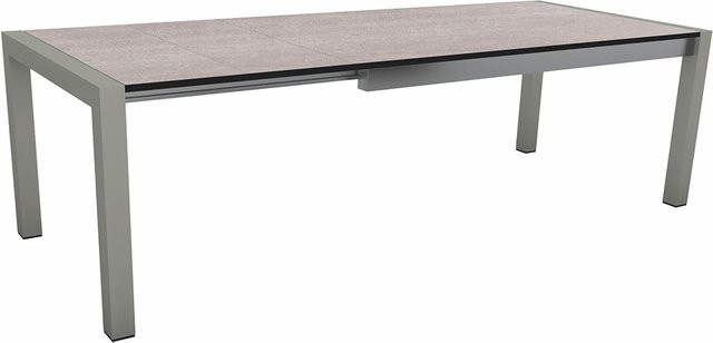 Stern Ausziehtisch Silverstar Stone light in Graphit mit Aluminiumgestell, B/T: 174 x 90 cm bis 254 x 90 cm - Bild 1
