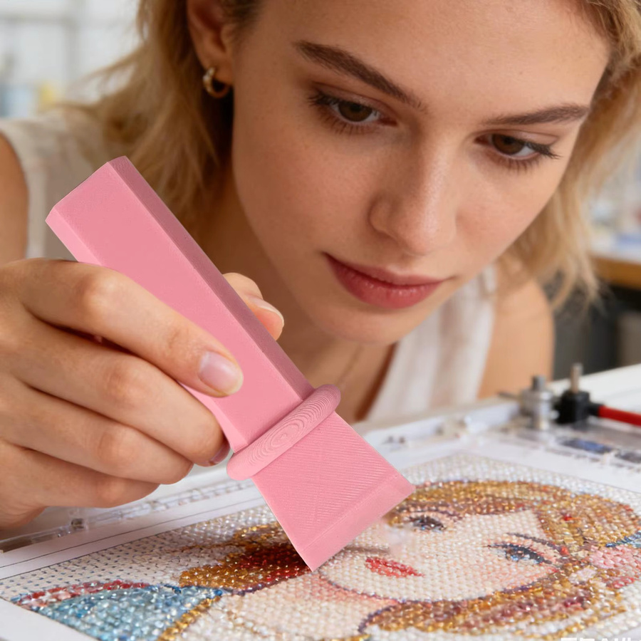 Rutschfestes Ausrichtungswerkzeug für Felsmalerei in Pink aus Kunststoff mit gerader Kante und Halter für Steinkunst und DIY-Dekoration - Bild 4