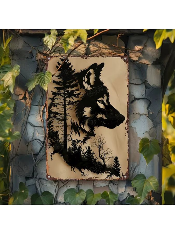 Iron Wolf Wandkunst Wolf Silhouette aus Eisen in Weiß für die Außendekoration - Bild 4