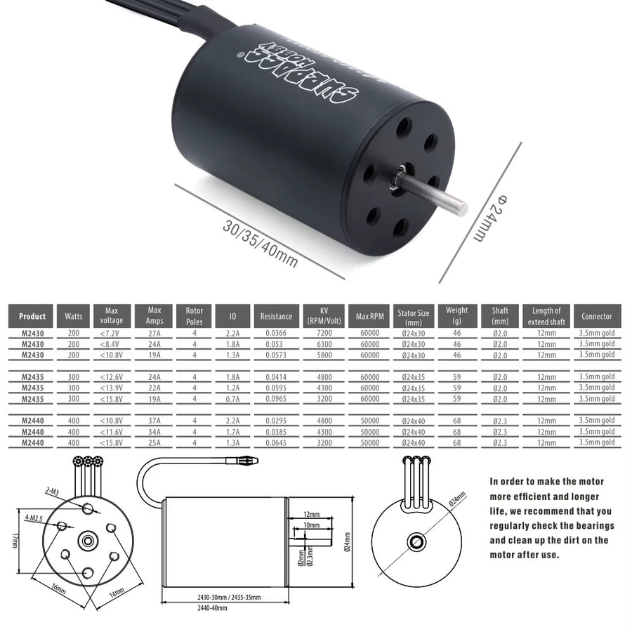 SURPASS HOBBY Wasserdichtes Combo M2430/2435/2440 Bürstenloser Motor mit M35A ESC 2S, Set / Bundle - Bild 3