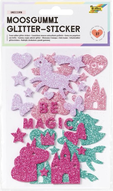 Moosgummi Glitter-Sticker Unicorn - Bild 1