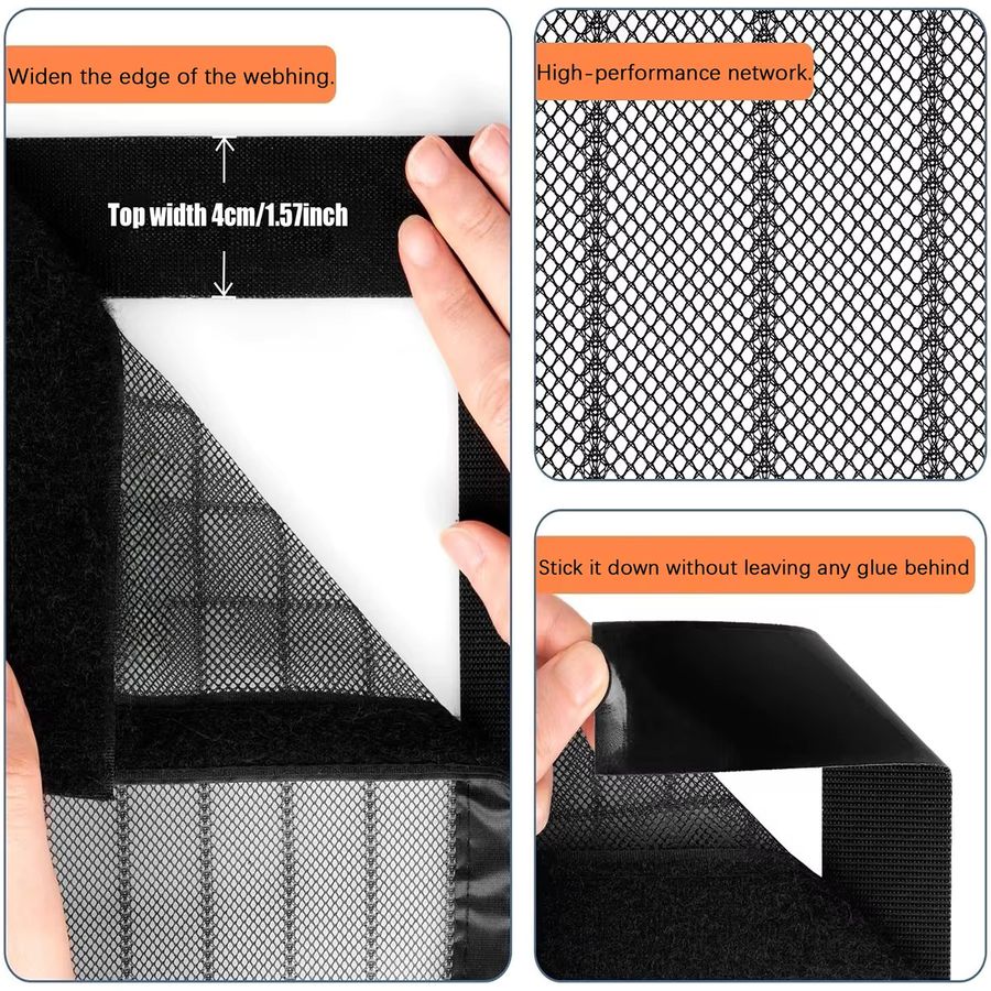 Magnetischer Sichtschutz-Türvorhang von JYMCW in Schwarz, insektensicherer Netz-Türvorhang als magnetisches Dichtungsgerät für Fenster und Türen - Bild 4