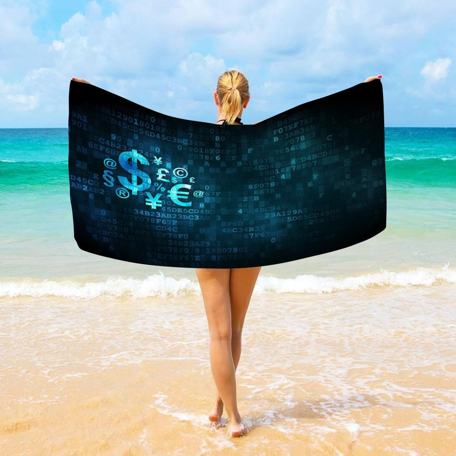 Dalangpa Strandtuch mit 100 Dollar Scheine Motiv, schnelltrocknend und sanddicht, B: 30 cm, H: 60 cm - Bild 1
