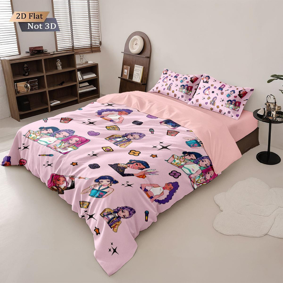 3-teiliges Bettwäsche-Set K-Pop Dämonenjäger mit kernloser Daunendecke und Bettbezug, weiche Schlafzimmer Dekoration, maschinenwaschbar, B/T/H: 135 x 200 cm - Bild 2