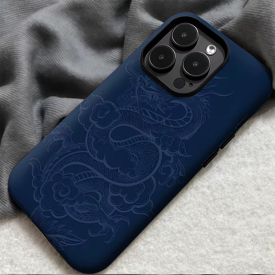 Potdemiel Handyhülle Indigo Dragon Clouds für iPhone 17 16 15 14 13 12 Pro Max Plus, stoßfeste doppellagige Rückseite, Blau - Bild 5