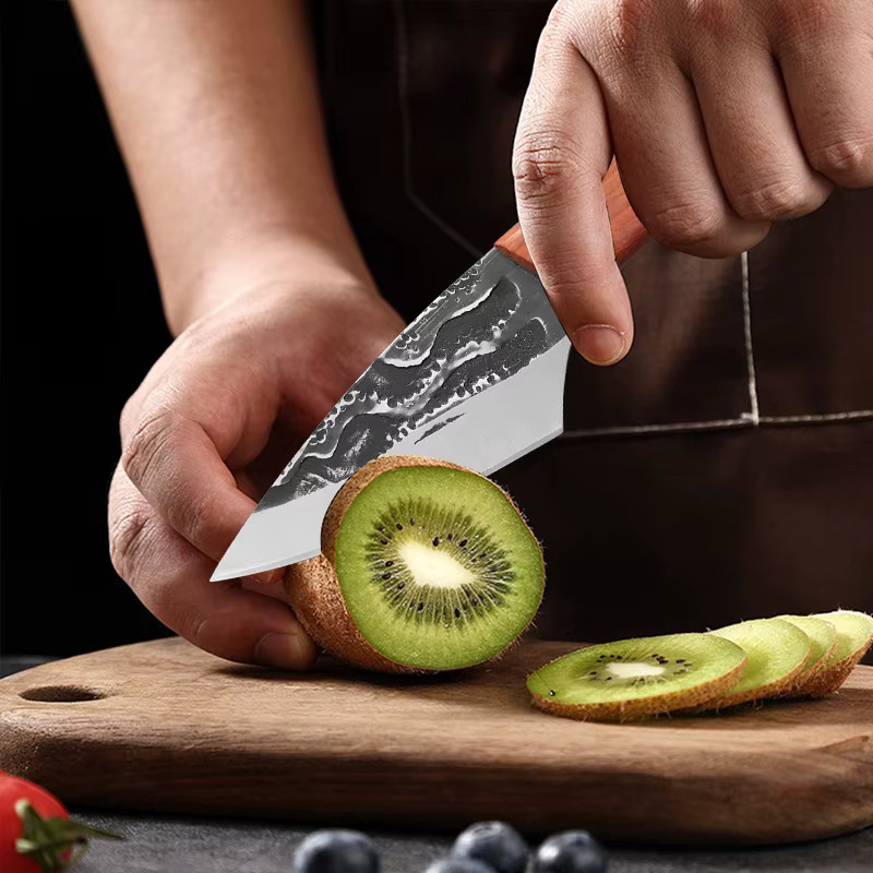 GuanQi Ausbeinmesser aus geschmiedetem Edelstahl mit Holzgriff in Silber und Braun - Bild 4