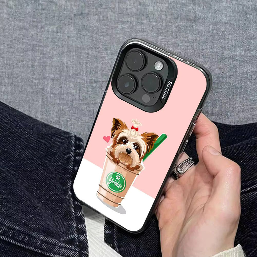 Stoßfeste Handyhülle mit Yorkshire Terrier Motiv für Apple iPhone 11 bis 17 Pro Max Plus in Silber - Bild 4