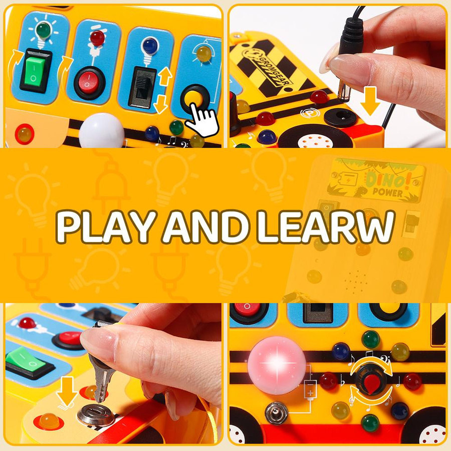 Yiran toy Montessori Activity Board Sensorisches Spielzeug mit LED-Licht ab 0-3 Jahre - Bild 4